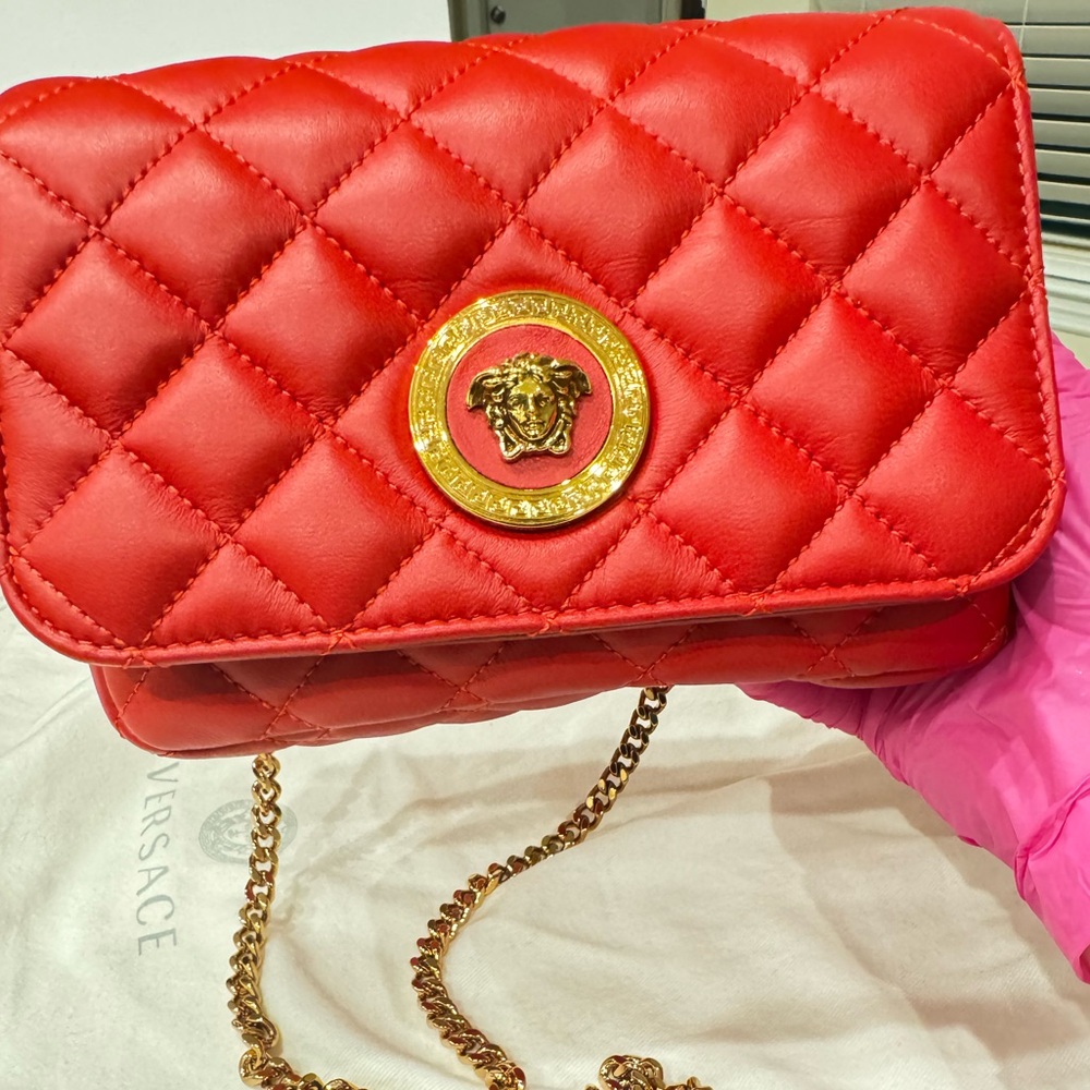 Versace Red Quilted Shoulder Bag